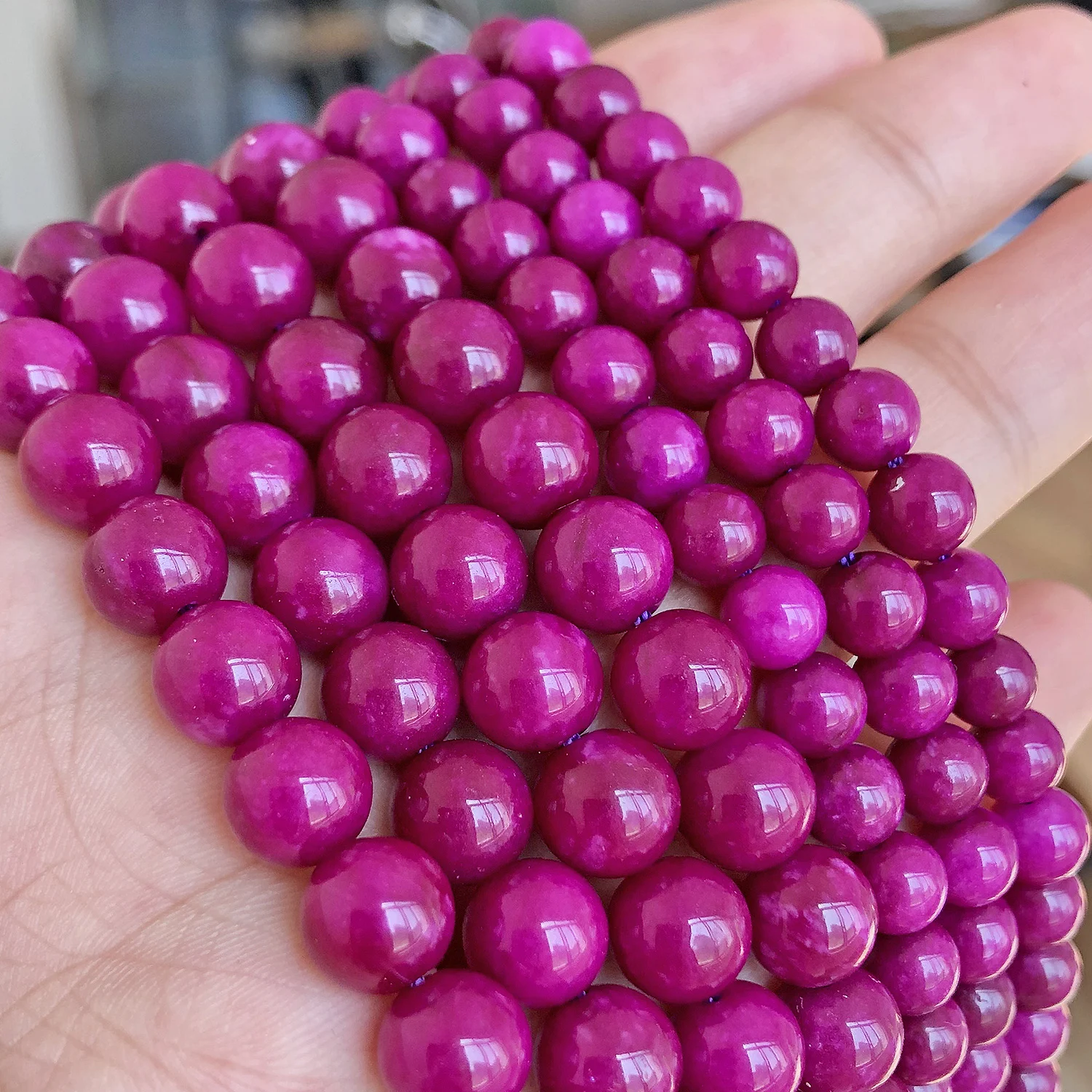 Бусины из натурального камня фуксия Sugilite нефритовые круглые бусины россыпью