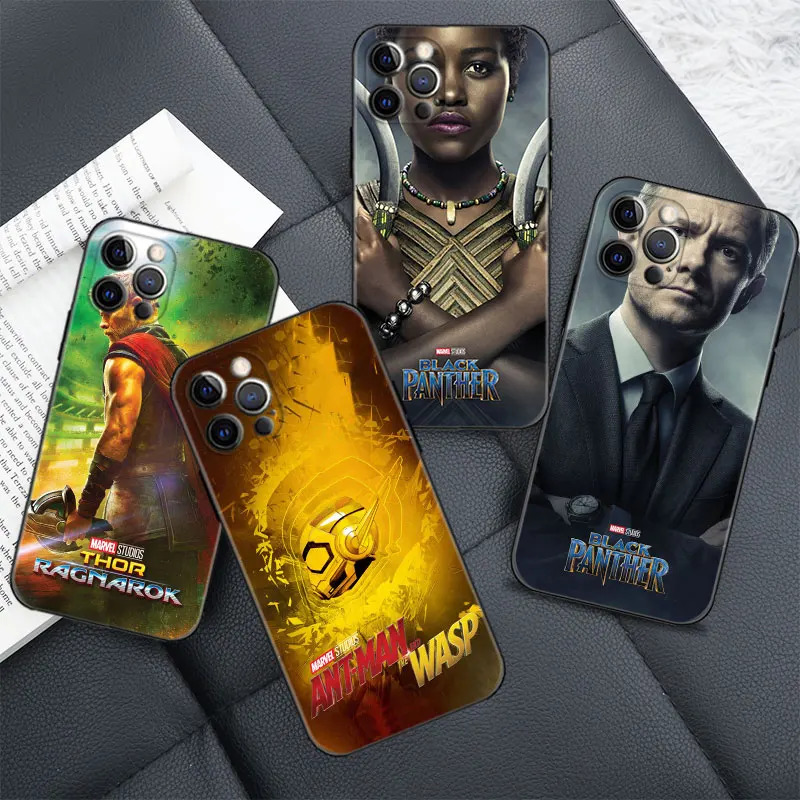 

Marvel Black Panther Captain America Case For iPhone 11 13 12 14 Pro Max 12Mini 13Mini X XR XS Max 6 6S 7 8 Plus SE(2022) Coque