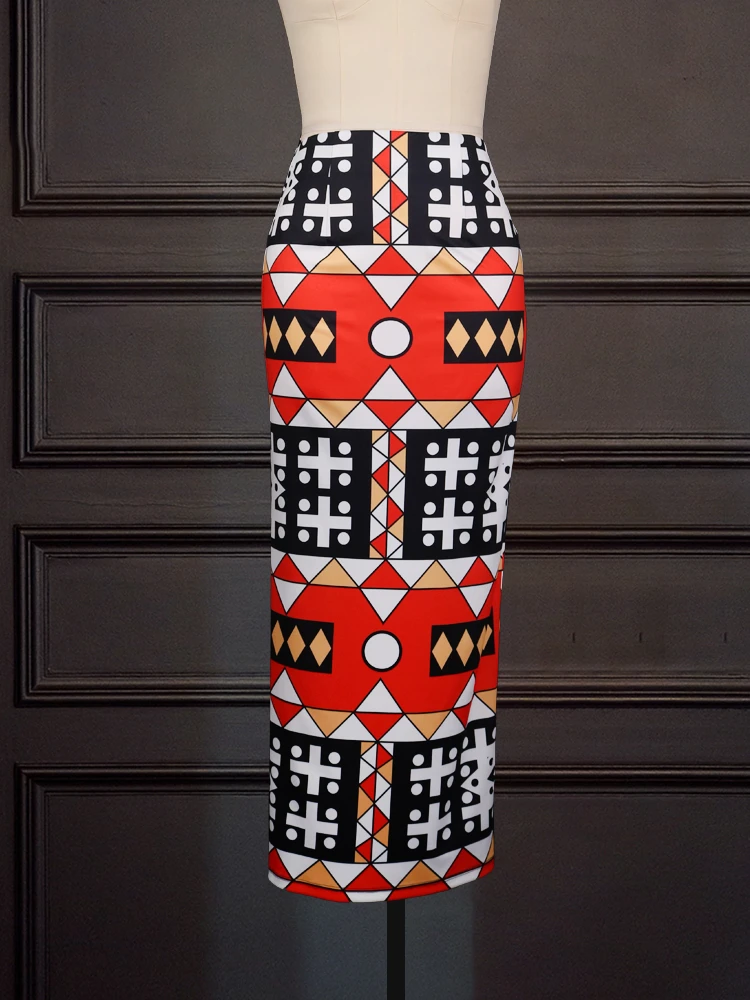 Юбка женская с принтом винтажная офисная скромная облегающая завышенной талией