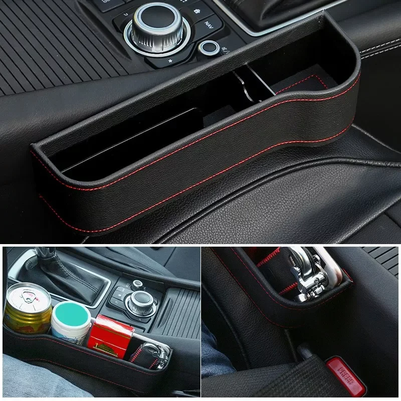 

Seat Storage Box Leather Cup Holder Gap Slot Sundries Organizer For Phone Pocket Card Drink rack Car Accessories