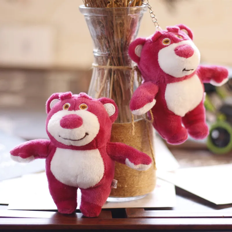 

12cm Disney Strawberry Bear Plush Keychain Doll Bag Pendant Cute Plush Stuffed Toys Backpack Pendant Birthday Gifts For Children