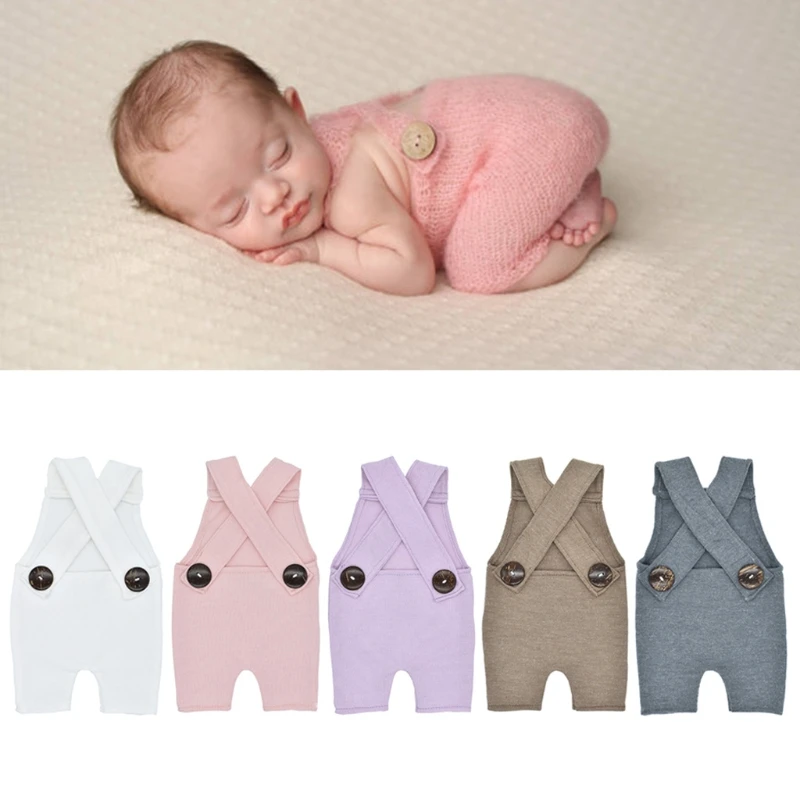 

Newborn Baby Photography Prop Outfits Solid Color Overall for 0-2 Months