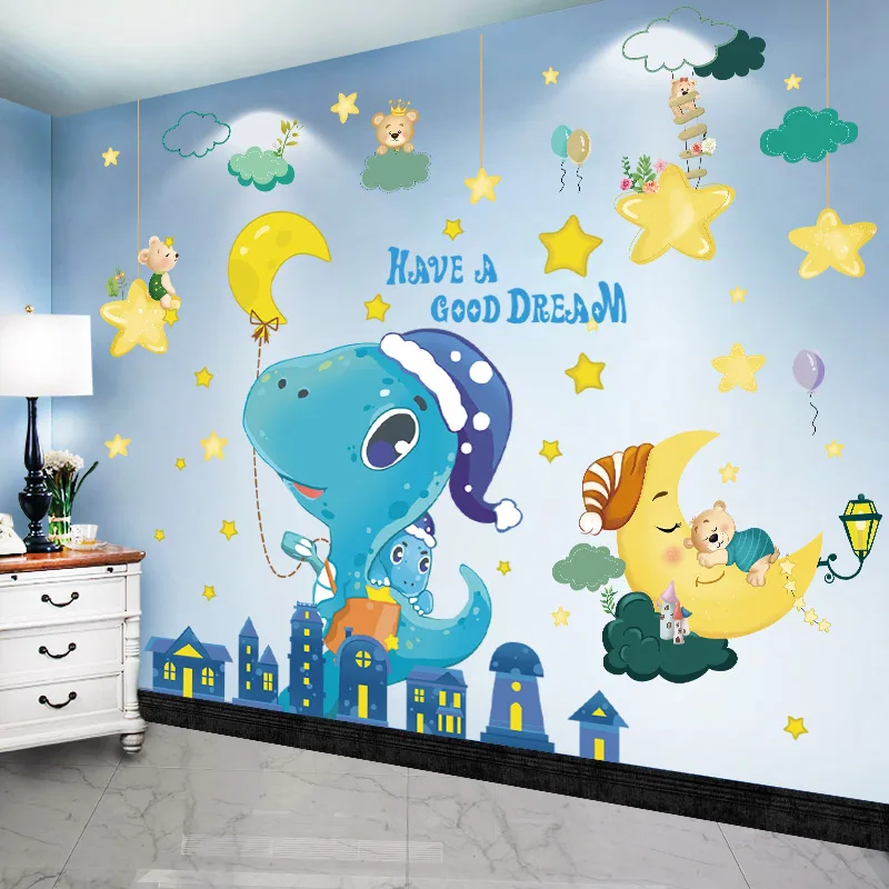 

Stars Clouds Moon Wall Stickers DIY Cartoon Animals Mural Decals for Kids Bedroom Baby Room Children Nursery Home Decoration