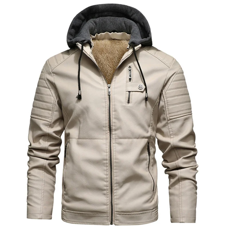 

Men's Fleece Liner PU Leater Jackets Coats wit d Autumn Winter Casual Motorcycle Jacket For Men Windbreaker Biker Jackets