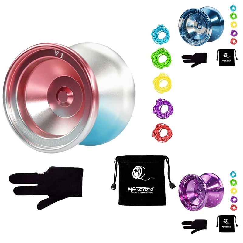 

MAGICYOYO V1 Unresponsive Metal Professional Yoyo Ball 5 Strings and Yo-Yo Glove for Kids Beginner