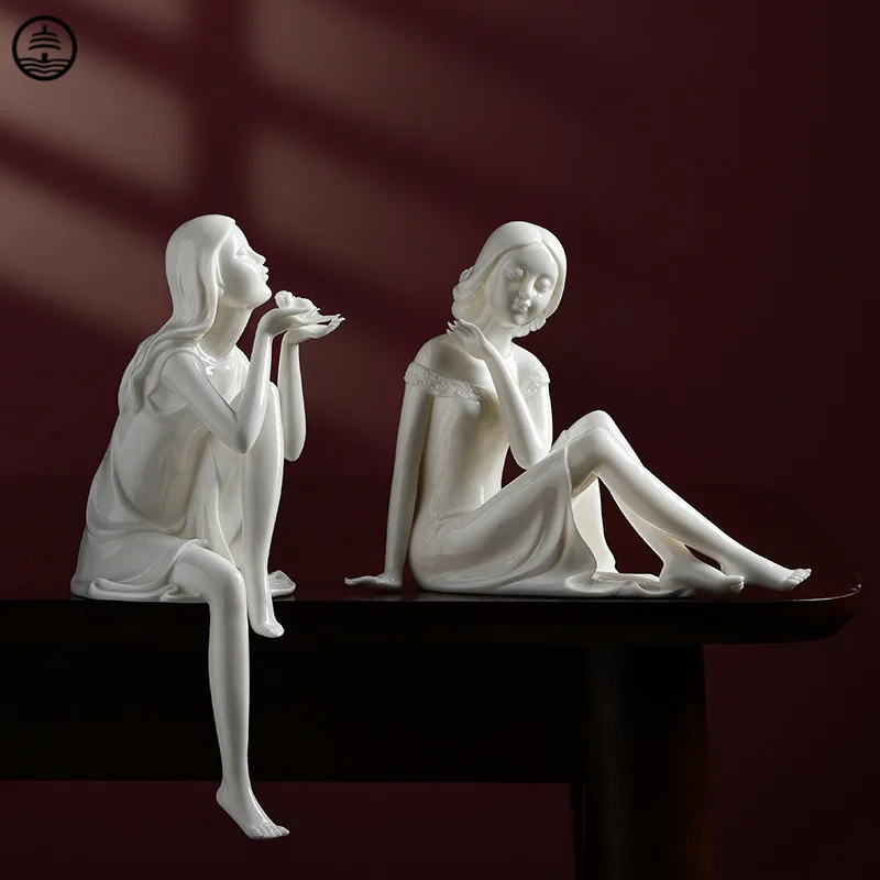 

Beauty Lady Art Sculpture Girl Figurine Classical Women Statue Ceramic Craft Creative Chinese Antiquity Home Decor Accessories