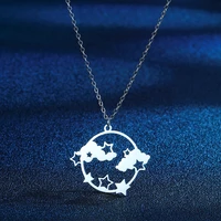 chereda romantic sexy necklace cloud and stars circle charm pendant for necklaces round sky silver necklace for women jewelry