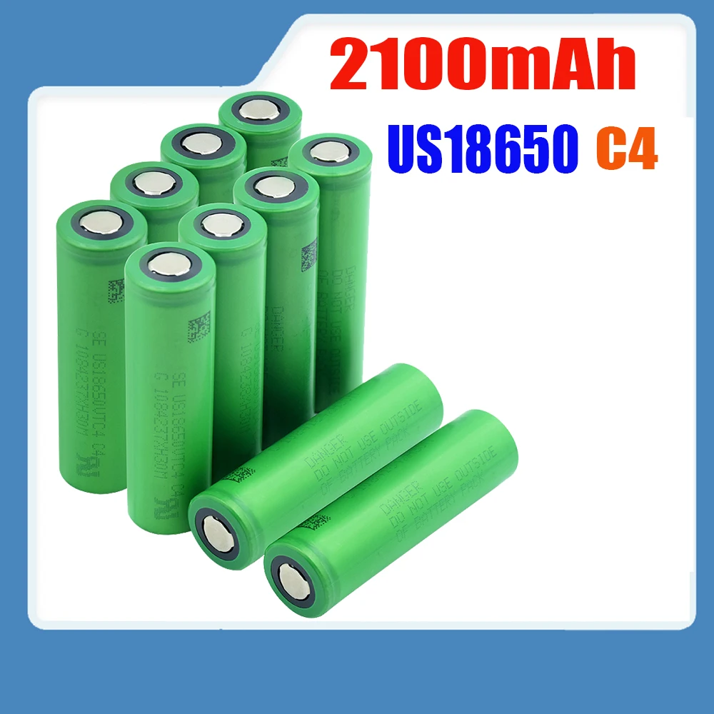 

100% brand new 3.6V battery Green Flat 18650 Li-ion Lithium Batteries Rechargeable 2100mAh High Drain VTC4 18650 Batteries