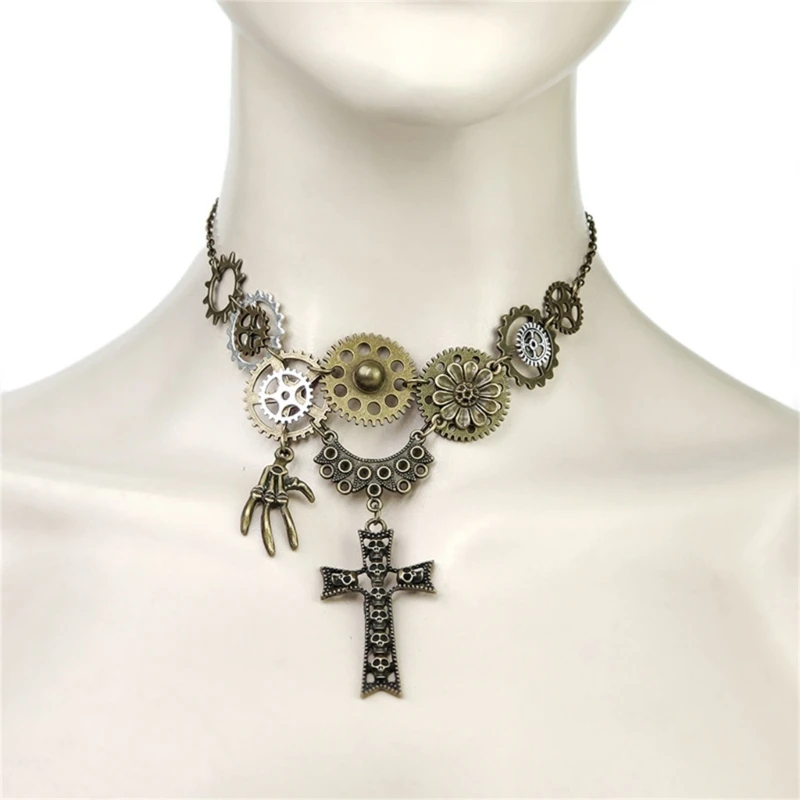 

Halloween Skull Hand Necklace with Pendant Mysterious Look Birthday