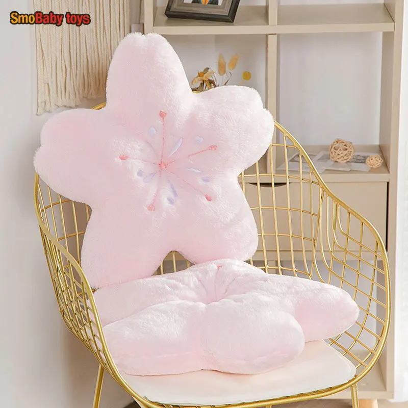 

45cm New Pink Sakura Plush Pillow Kawaii Flowers Plush Pillow Mat Lifelike Soft Cherry Blossom Cushion Plushie Props