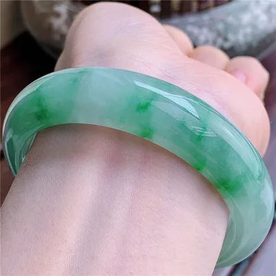 

zheru Jewelry Natural Burmese Emerald Light Green 54mm-64mm Bracelet Elegant Princess Jewelry Best Gifts for Mom and Girlfriend