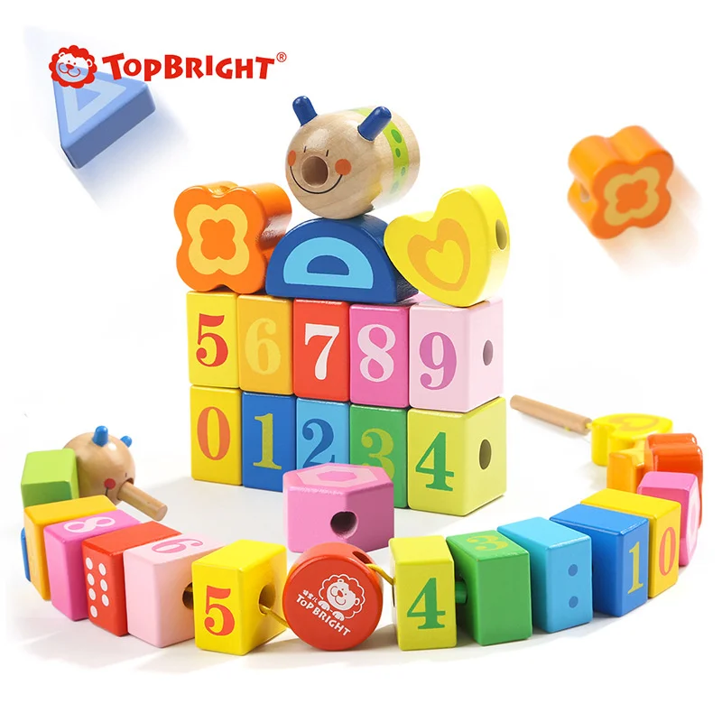 

Special treasure children's puzzle shape digital rope threading game caterpillar Beaded building blocks matching toys