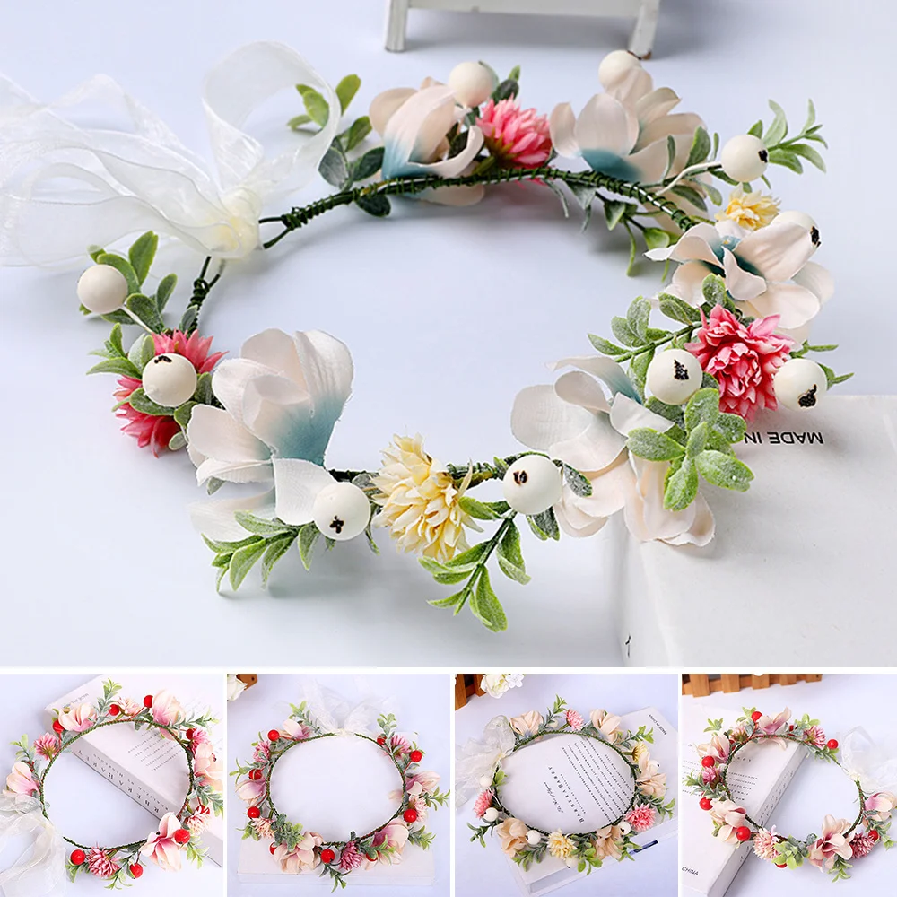 

Bohemian Garland Headbands for Women Girls Flower Crowns Fairy Fashion Headbands Floral Tiaras Bride Wedding Hair Jewelry