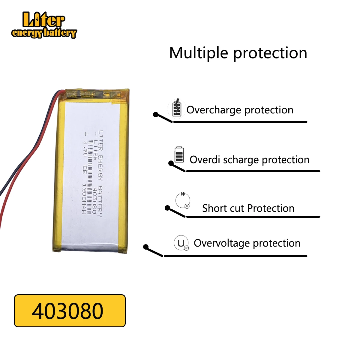 3 7 В 1200 мАч 403080 Полимерная литиевая батарея для GPS mp3 mp4 сотового телефона динамика