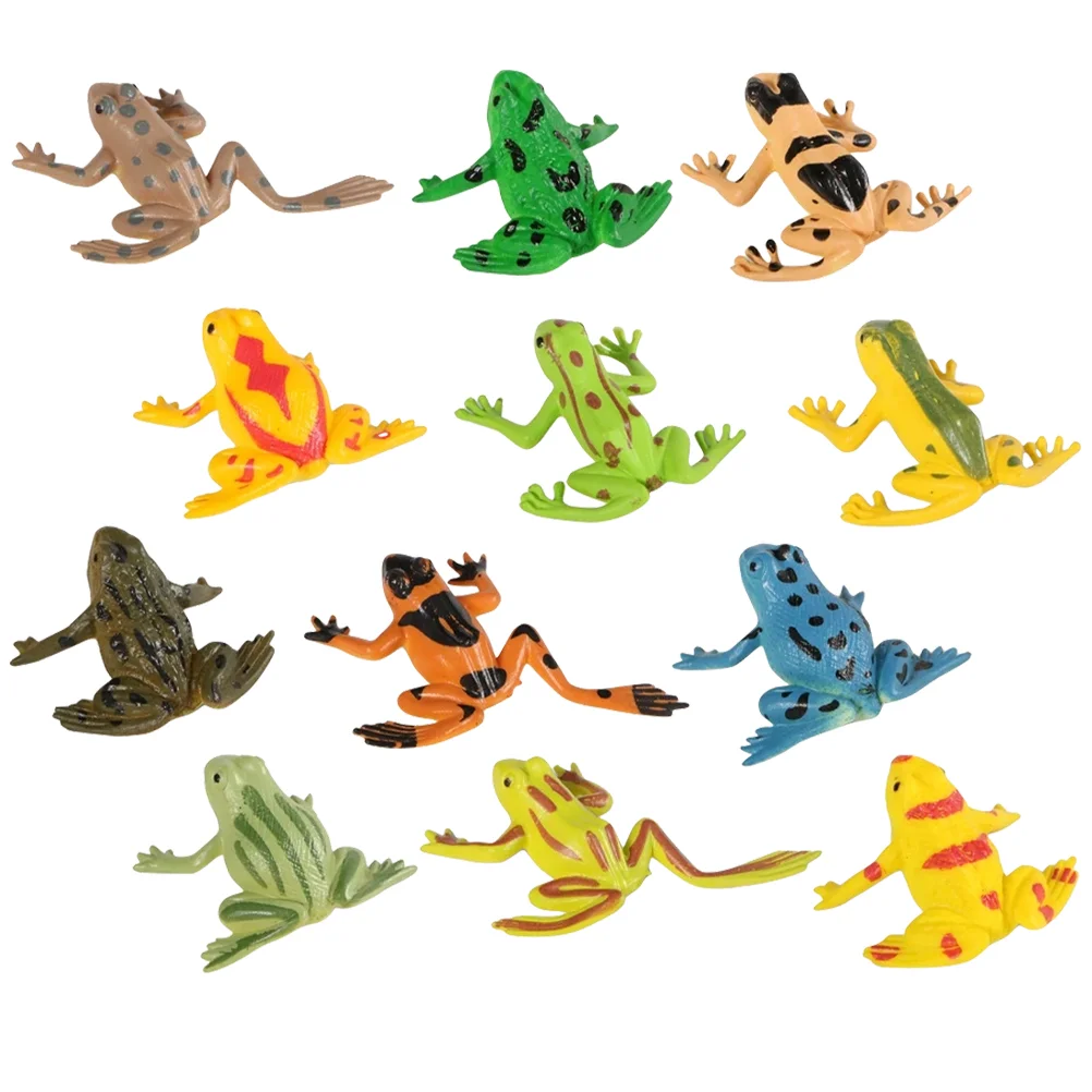 

12 шт. модель лягушки, маленькие лягушки, Декор, головоломка, искусственные украшения, статуэтки, ПВХ пластик