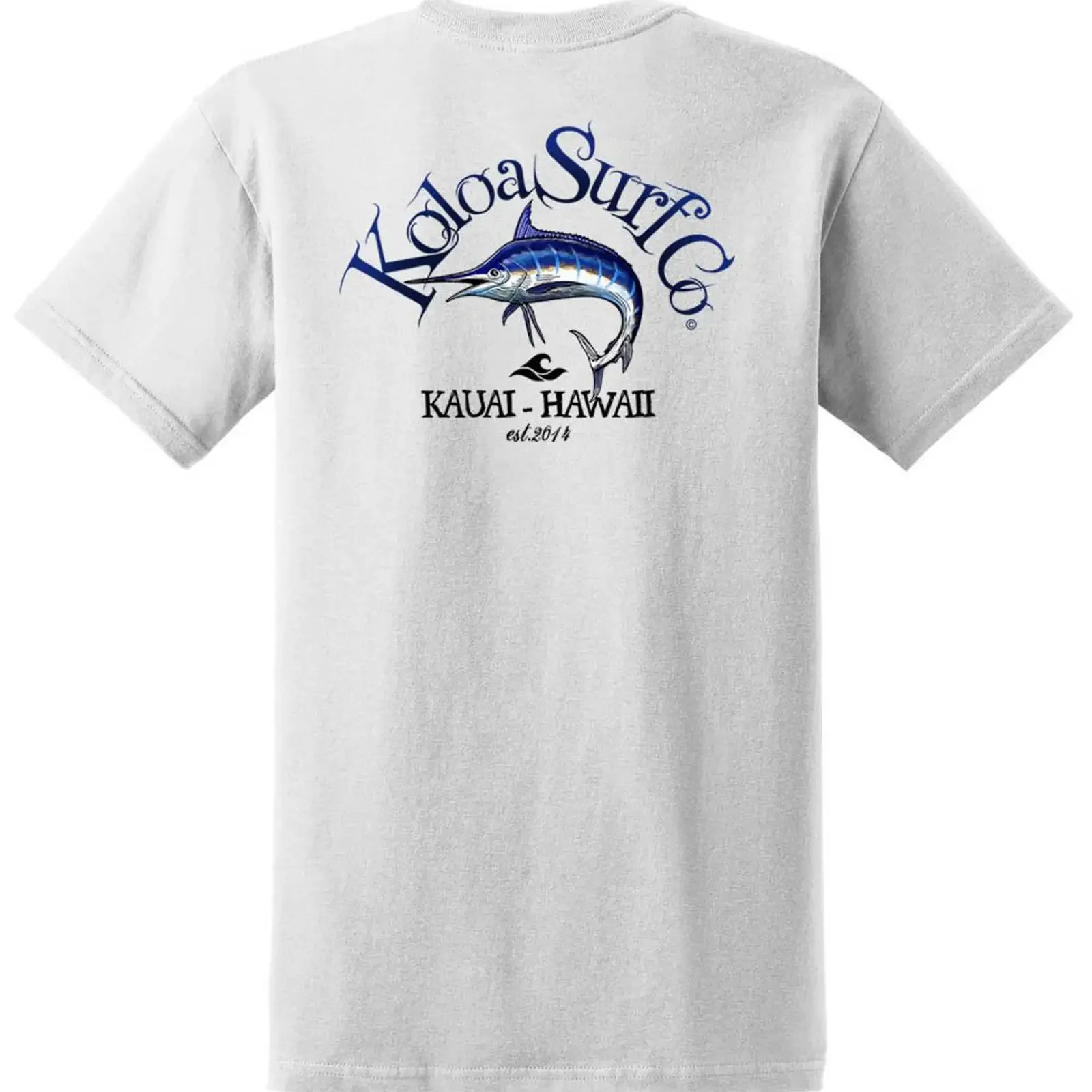 Фото Футболка Koloa Surf Trolling Blue Marin Logo Heavyweight T Shirt Reg Big and Tall, винтажная, с эффектом потертости, дизайнерская, повседневная, дышащая №1