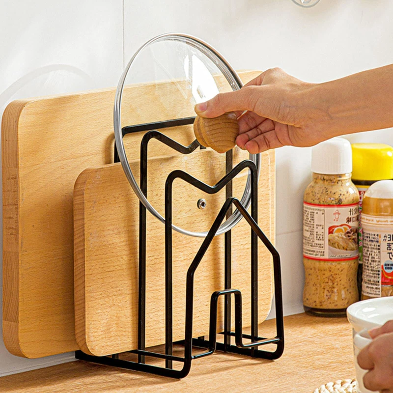 

Chopping Cutting Board Holder Multi Layer Space Saving Rustproof Cutting Board Practical Kitchen Pot Lid Holder Iron Art Home