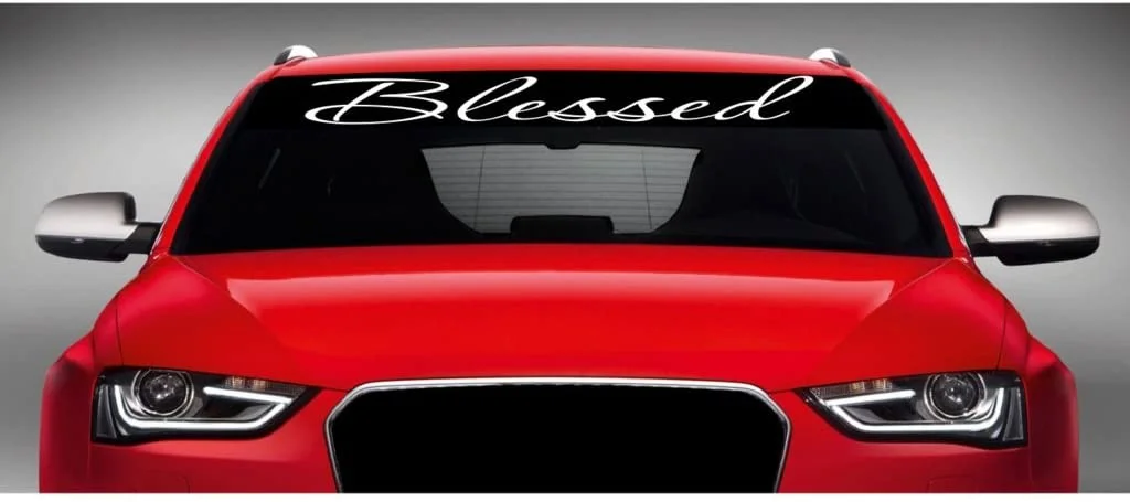 

For Noizy Graphics 40" x 4" Blessed #1 Christian Car Windshield Sticker Truck Window Vinyl Decal