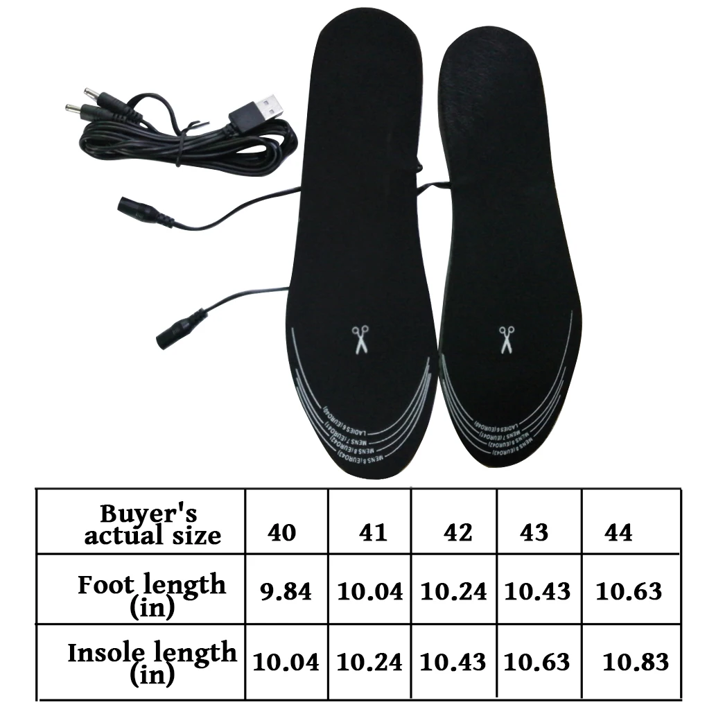 

USB Heated Shoe Insole Washable Trimmable Thermal Shoe Insert Heating EVA Insoles Size 35-39