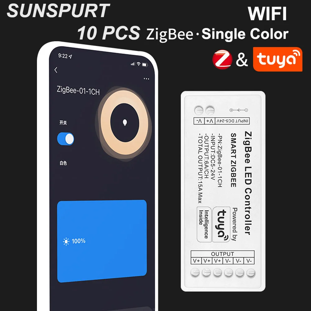 

Контроллер Tuya Zigbee RGB, 15 А, 12 В, 180 Вт, 5 В, 24 В