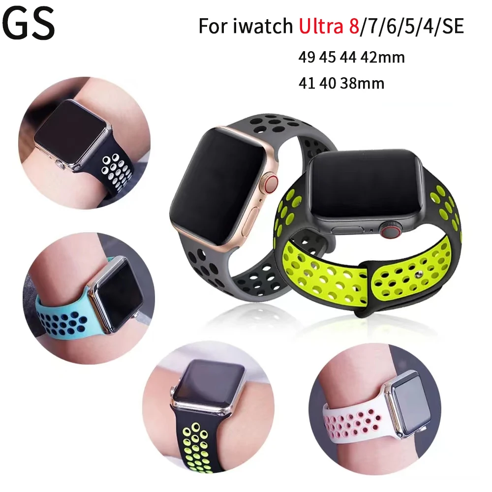 

Silicone Strap For Apple Watch Ultra band 49mm 44mm 45mm 41mm 40mm 42mm 38mm 49 45 mm Bracelet iWatch series 8 7 3 4 5 6 se Band