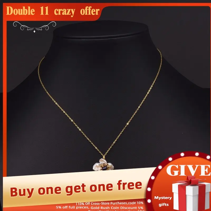 

GLSEEVO Natural Baroque Pearl 925 Sterling Silver Pendant For Girl Party Gift Necklace Handmade Luxury Fine Jewellery GN0221C