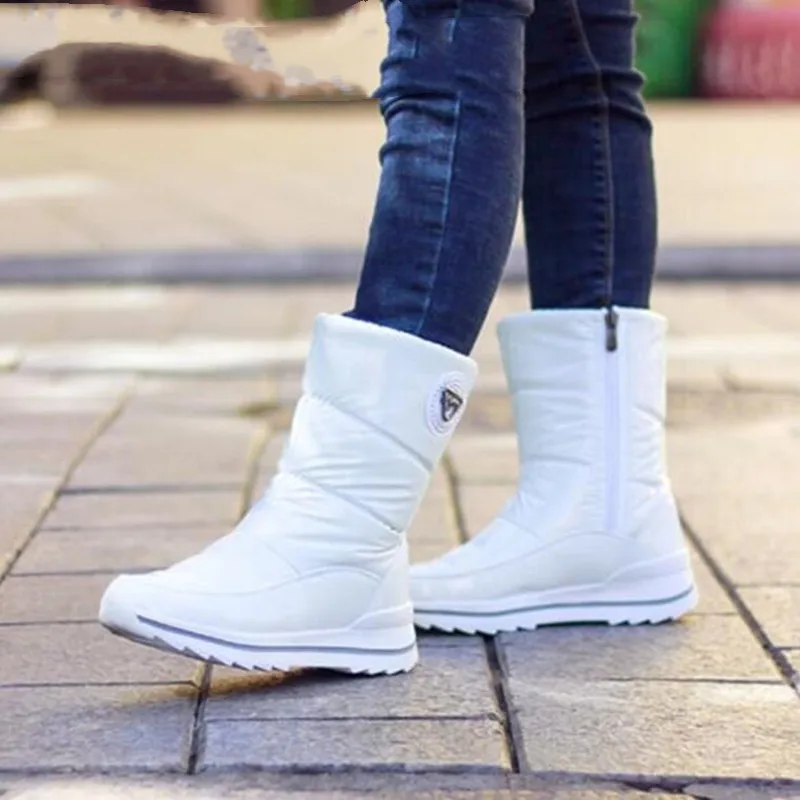 

New Mid-calf Boots White Women Boots Snow Boots Woman Winter Boots Women Boots Waterproof Size 36-41