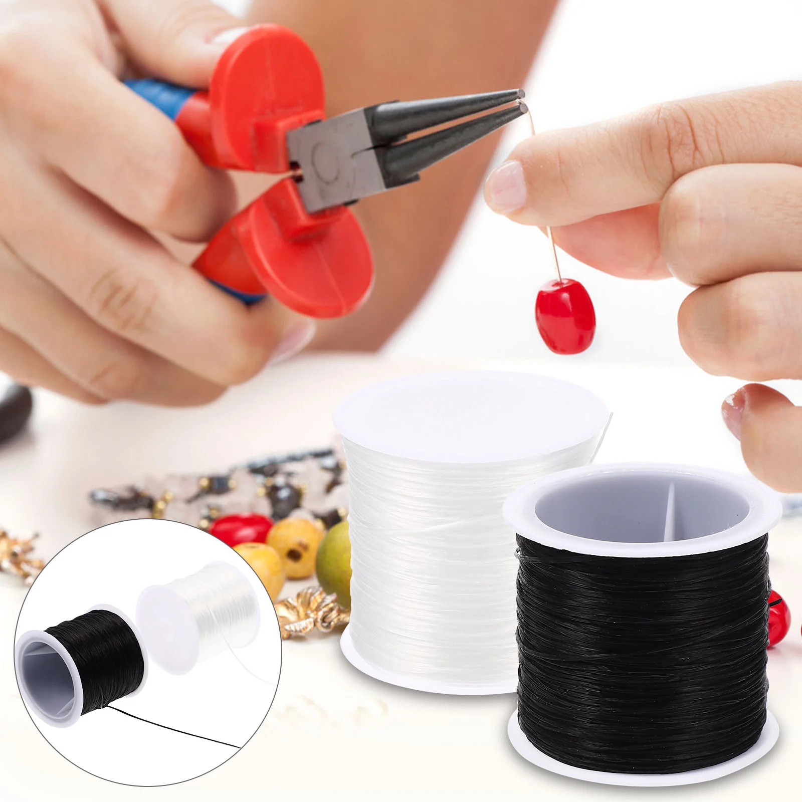 

4 Rolls Thread Beading Sewing Jewelry String Elastic Bracelets DIY Making Cord Cords Stretch Necklace Rope Rubber
