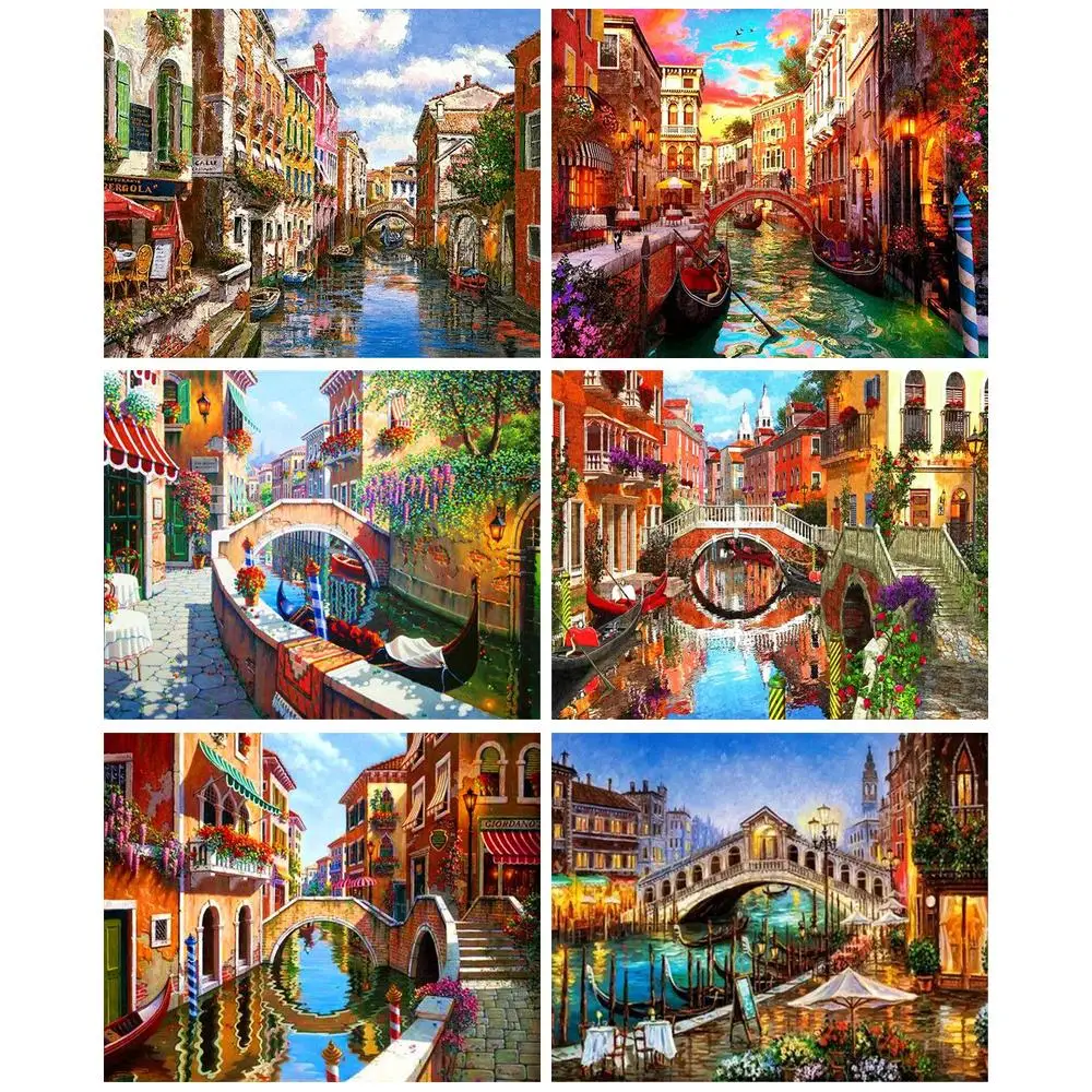 

GATYZTORY Coloring By Numbers Seaside Landscape DIY Frame HandPainted Wall Art Painting By Number Town For Adults Home Decor