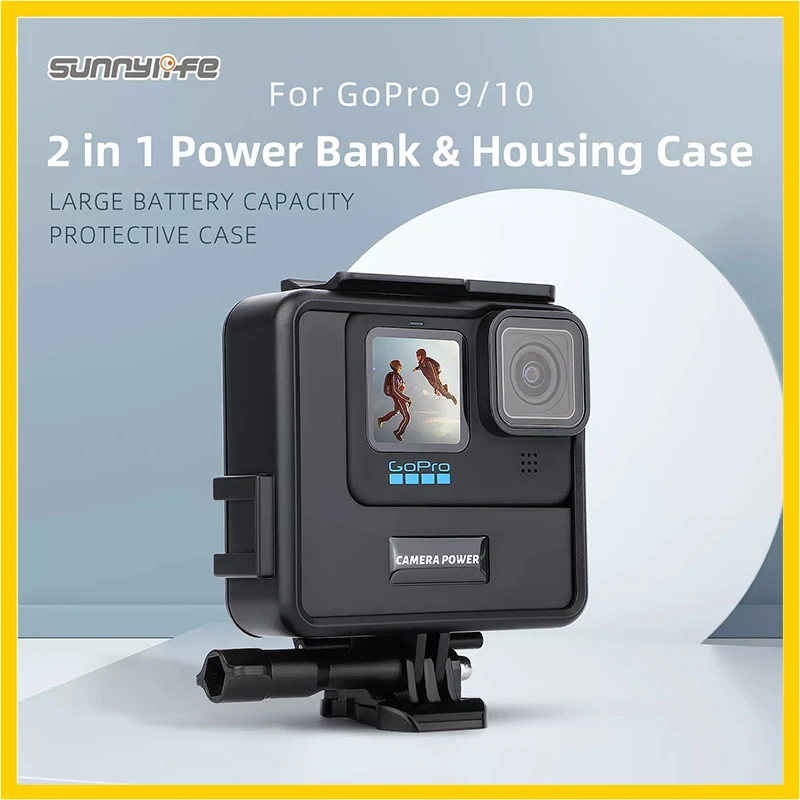 

Портативное зарядное устройство 2 в 1, внешний аккумулятор, защитный чехол, аксессуары для GoPro 9/10