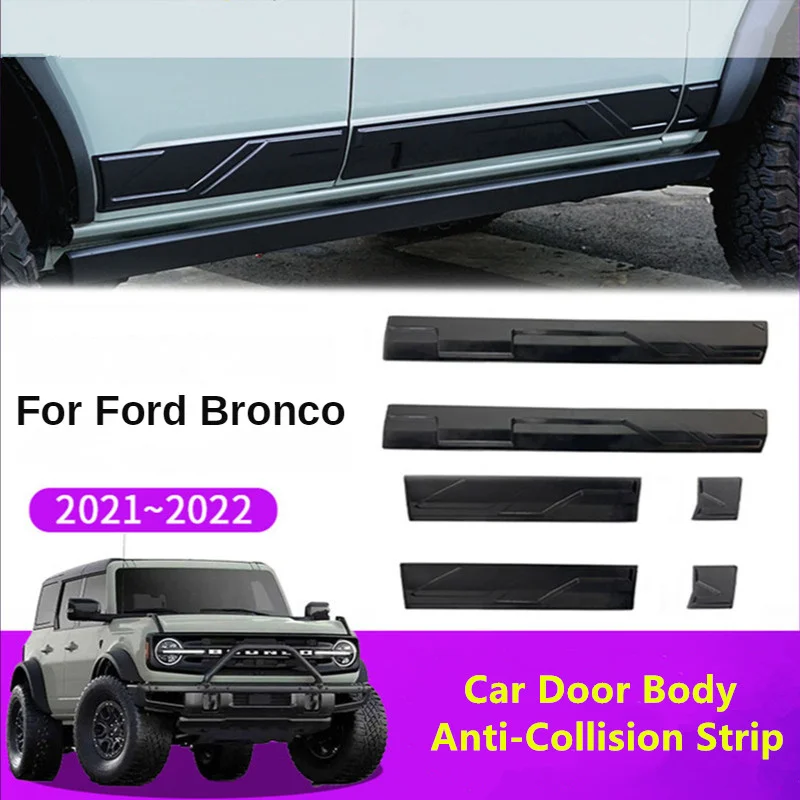 

Car Styling for Ford Bronco 2022 Car Door Side Edge Anti-collision Decorative Protection Strips Body Guard Plate Trims Black