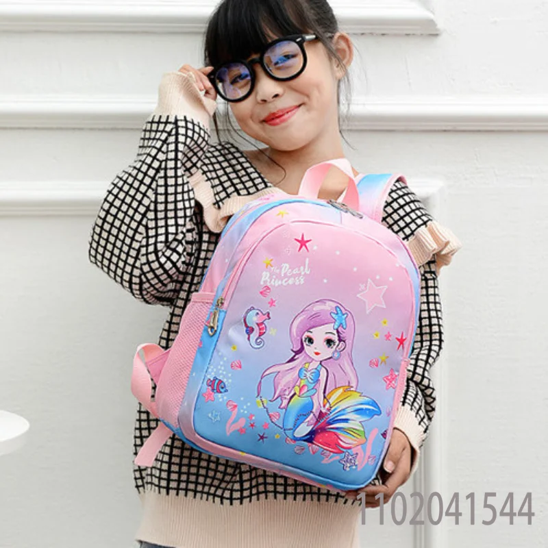 Disney Little Mermaid Cartoon Schoolbag for Girls Preschoolers Cute Pink Purple Backpack with Stylish Schoolbag Free Shipping