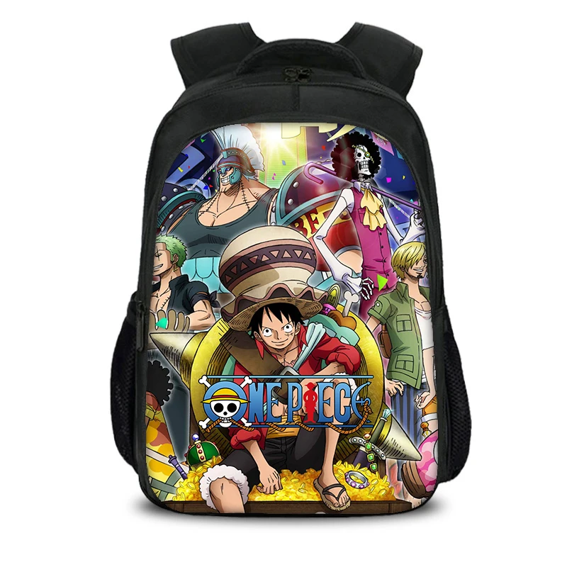 Фото ONE PIECE Monkey D. Luffy, двухслойный рюкзак большой вместимости, школьные сумки для девочек и мальчиков, сумка для книг, дорожный рюкзак №3