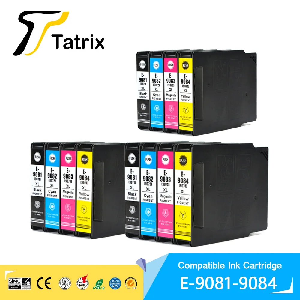 

Tatrix For Epson T9081 T9082 T9083 T9084 Ink Cartridge T9071 BK/C/M/Y For Epson WorkForce Pro WF-6090DW WF-6590DWF Printer
