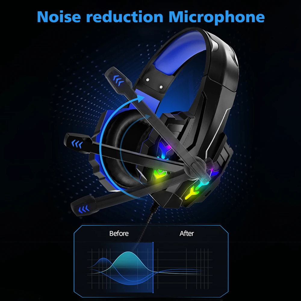 Игровая гарнитура RGB с шумоподавлением 3 5 мм игровые наушники для PS4 ПК Xbox One