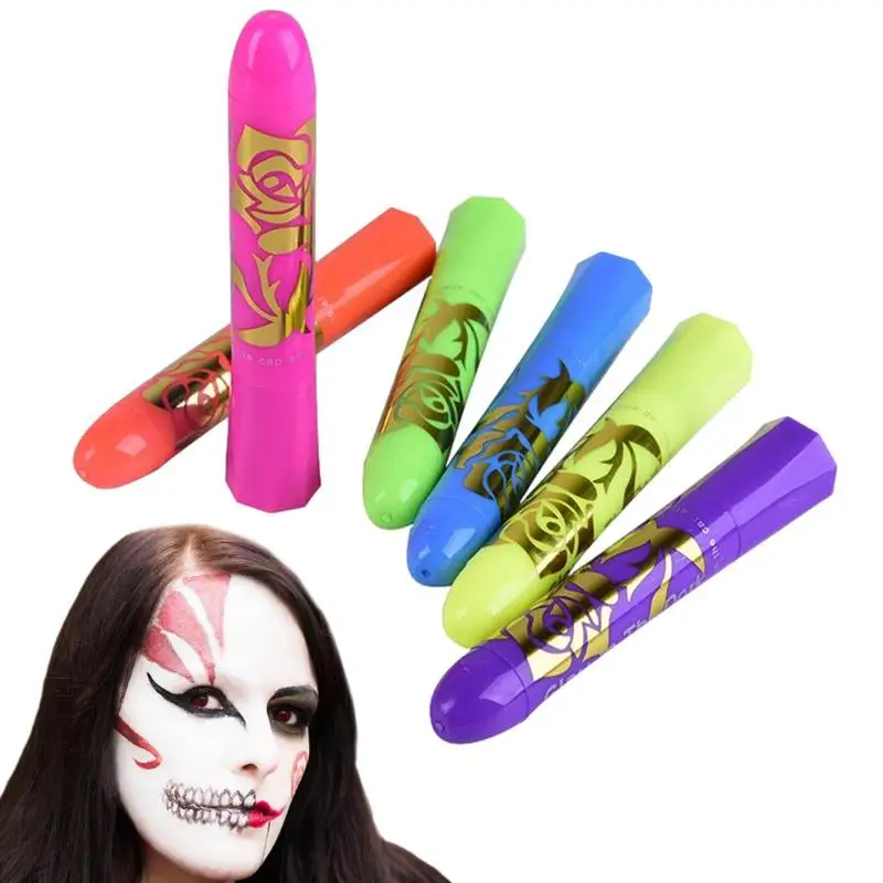 

Face Painting Kit Body Paint Stick 6 Pieces Lighting Body Paint Crayons Professional Face Markers For Festival Birthday Party