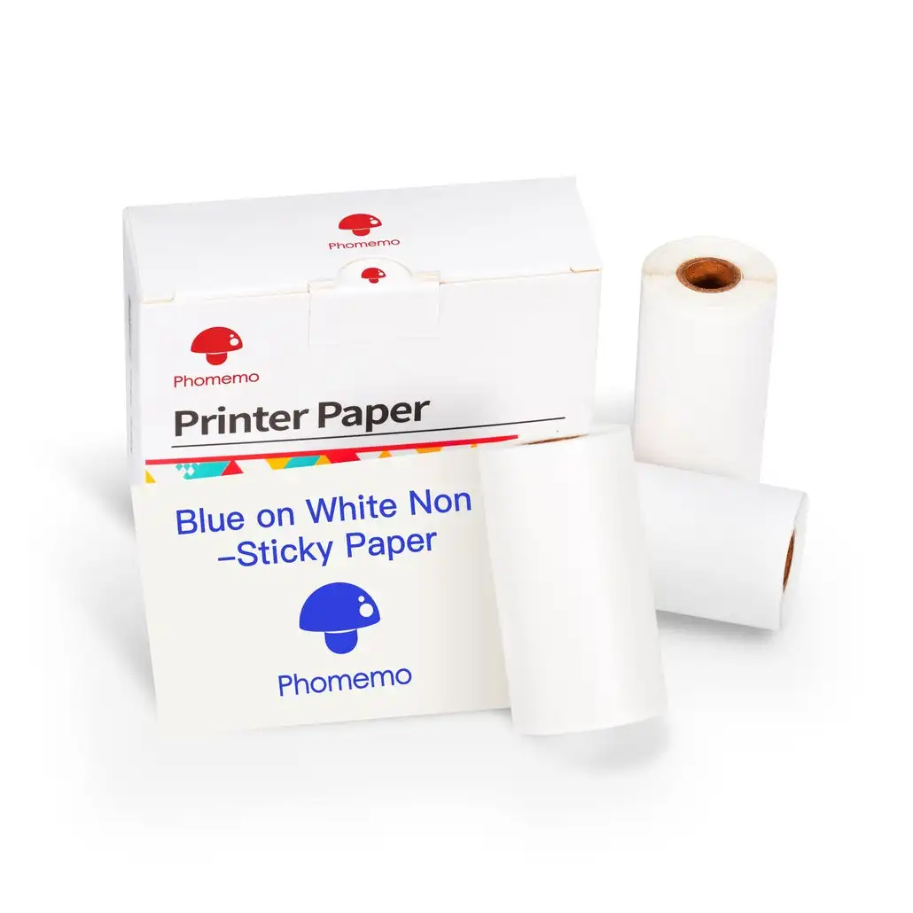 

Phomemo 3 Rolls Blue on White Thermal Paper 53mm*5M Non-Sticky Paper For M02/M02S/M02Pro Portable Self-Adhesive Thermal Printer