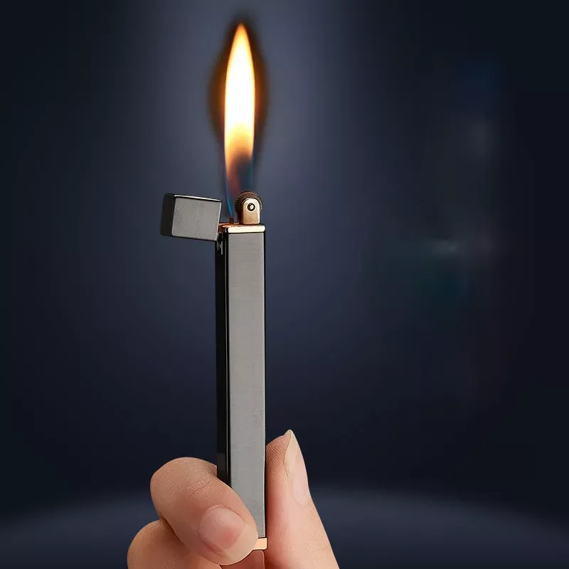 

Mini Square Long Grinding Wheel Open Flame Lighter Metal Simple Creative Lady Lighter Small Body Big Power Smoking Accessories