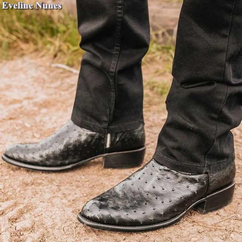 Мужские ковбойские ботинки на молнии сбоку черные однотонные повседневные в