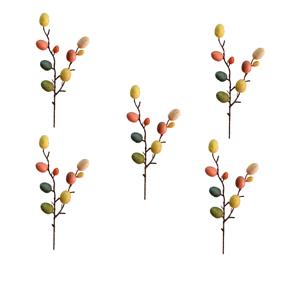 

5 Branches Artificial Wreath Easter Egg Picks Party Supplies Field Eggs Spring Party Decor Bamboo Easter Fake Flowers Toddler