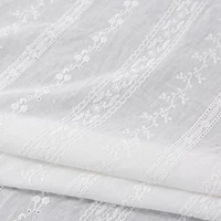 white cotton fabric floral stripe embroidery cotton fabric eyelet fabric for dressshirtsapparel sewing fabricby the yard
