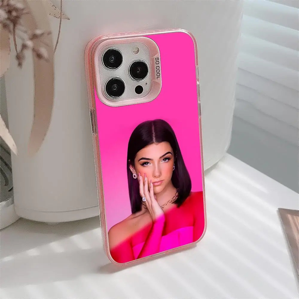 Фото Чехол для телефона Charli Damelio для iPhone 18 17 16 15 14 13 12 11 X XR XS Air Pro Max Plus, розовый, разноцветный, серебристый. №2
