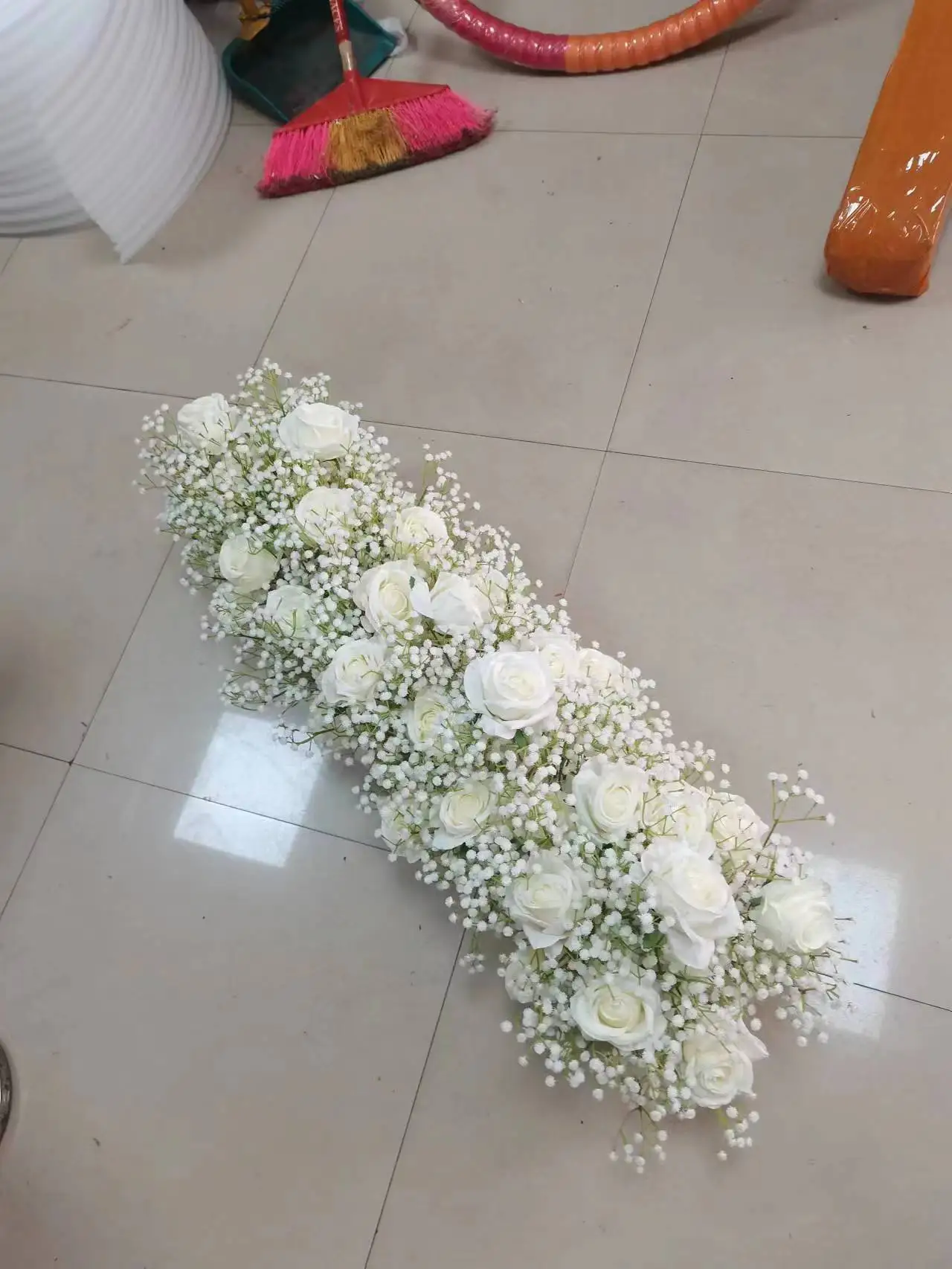 

6pcs 100cm long white rose orchid baby breathing wedding background flower arrangement activity party stage decoration