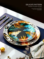 ceramic dinning plate set luxury modern salad breakfast dinner plates porcelain gold jogo de talheres nordic dinnerware dl60cj