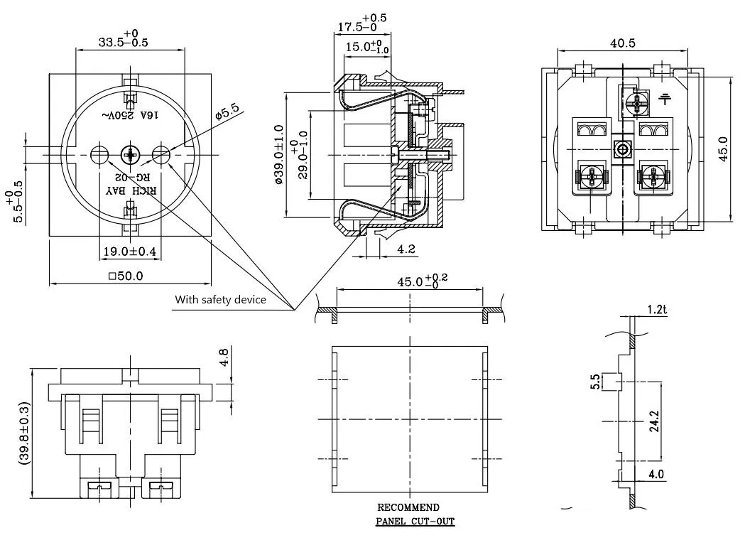 Eurocode German 2 PIN AC outlet wall socket adapter plug connector