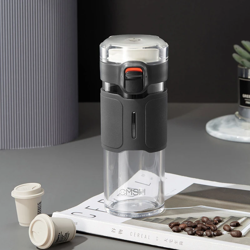 

New Quality Plastic Water Bottle 450ml Portable Drink Cup Safety Tritan Material Leakproof Milk Tea Bottles Men Business Gift