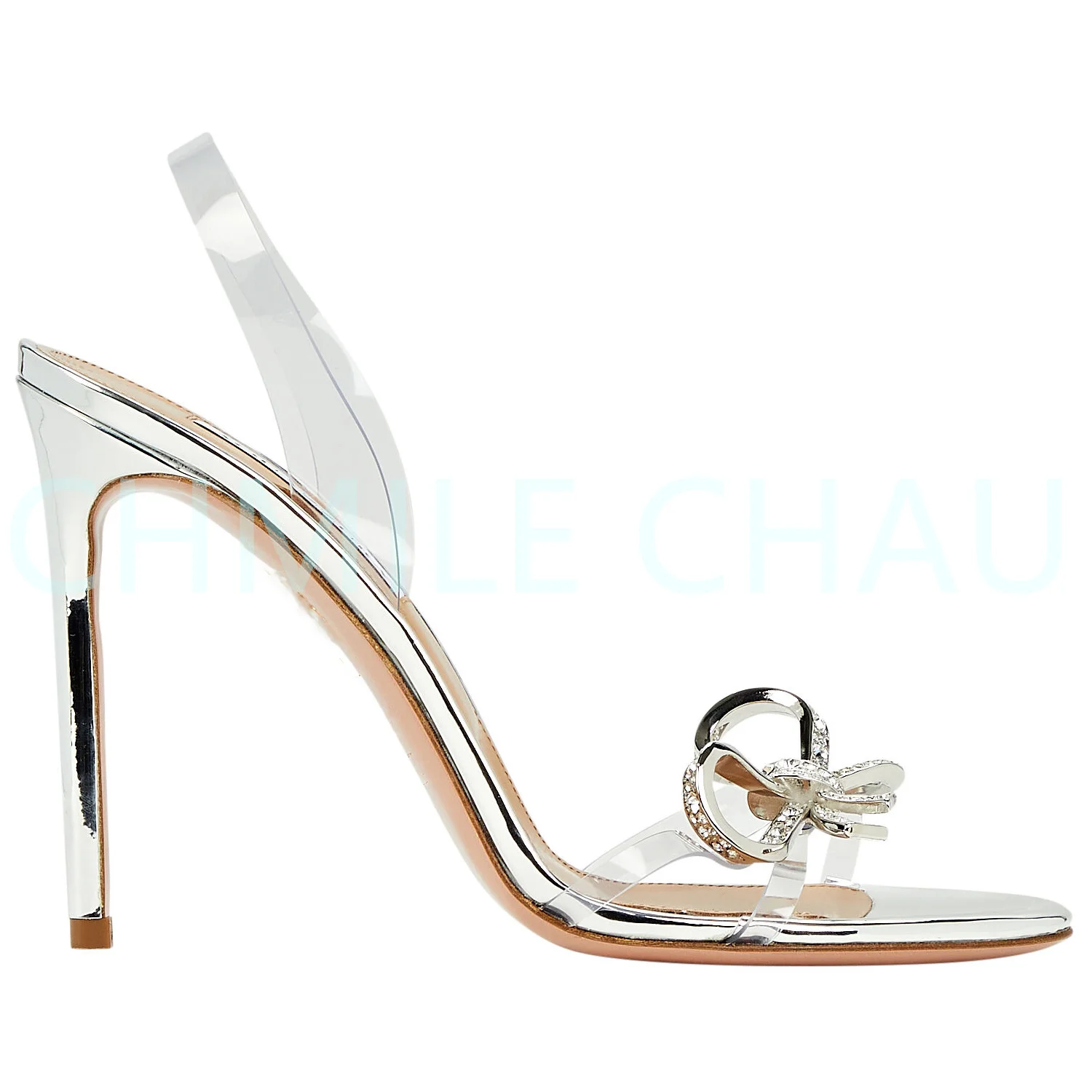 Crystal Rhinestone Luxury Designer Women Sandal Transparent PVC Stiletto High Heel Fetish Evening Party Plus Size Shoe 63-CHC-30