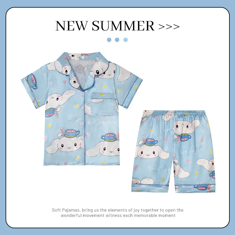 Пижама для девочек летние шорты из вискозы с коротким рукавом тонкая домашняя