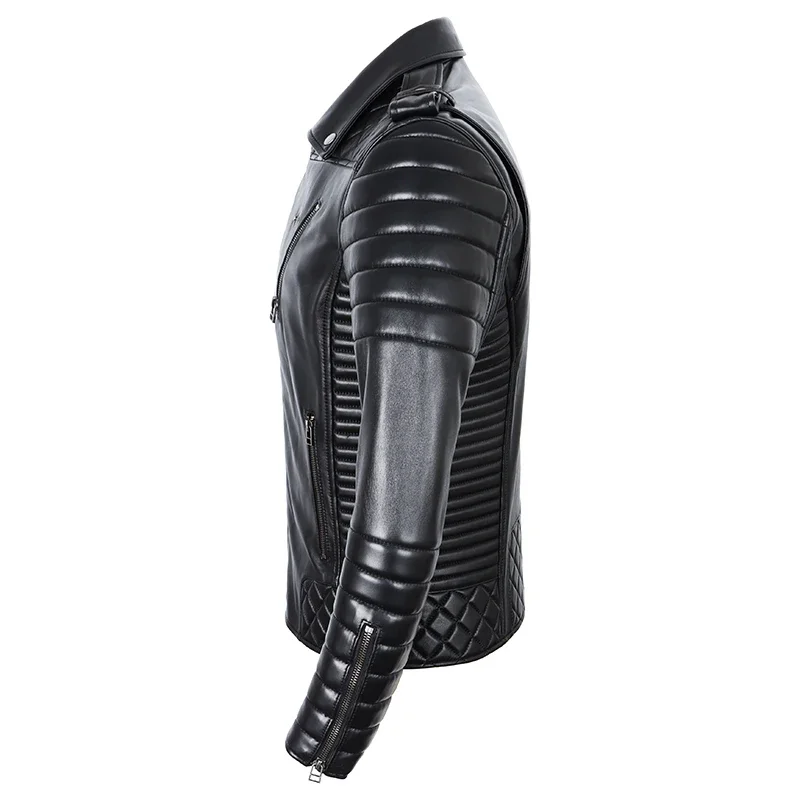 Новинка 2025 года черная куртка из натуральной овчины весенне-осенняя мужская