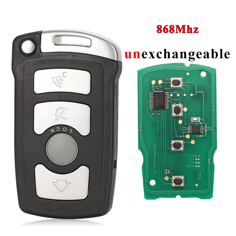 

jingyuqin 4 кнопки дистанционного брелока 315 / 315LP / 433Mhz / 868MHz для BMW 7-й серии E65 E66 с чипом ID46 7953 CAS1 Система HU92 UNCUT